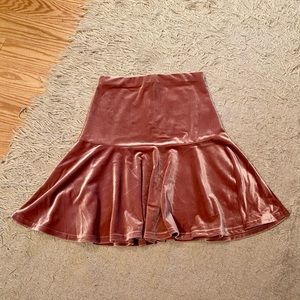 Velvet Flare Mini Skirt Rose Pink